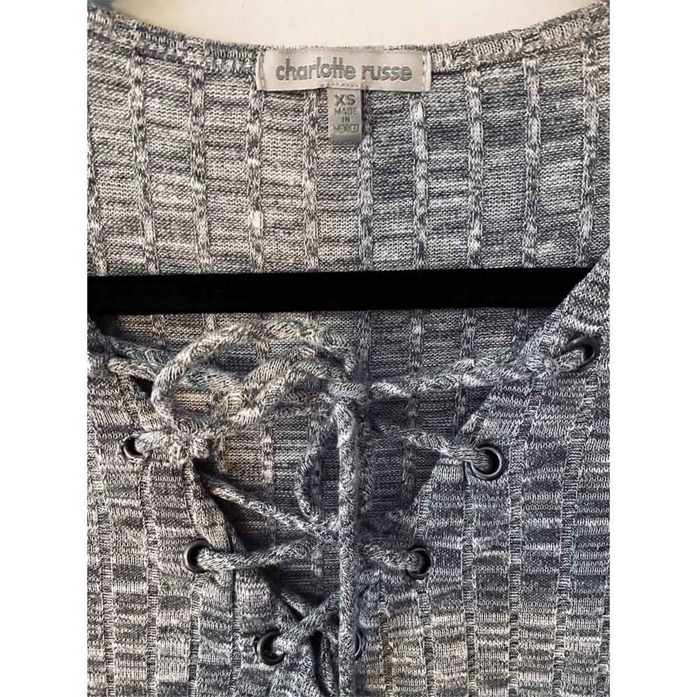 Lace up Ribbed Top - Picture 2 of 2